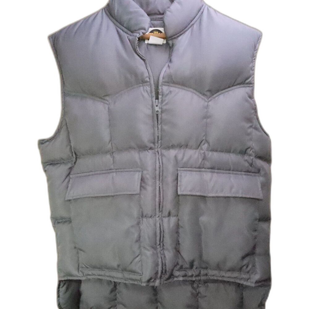 Padded Vest Miller outerwear Puffy Men's Size L Gray 2 Hook & Loop Pockets